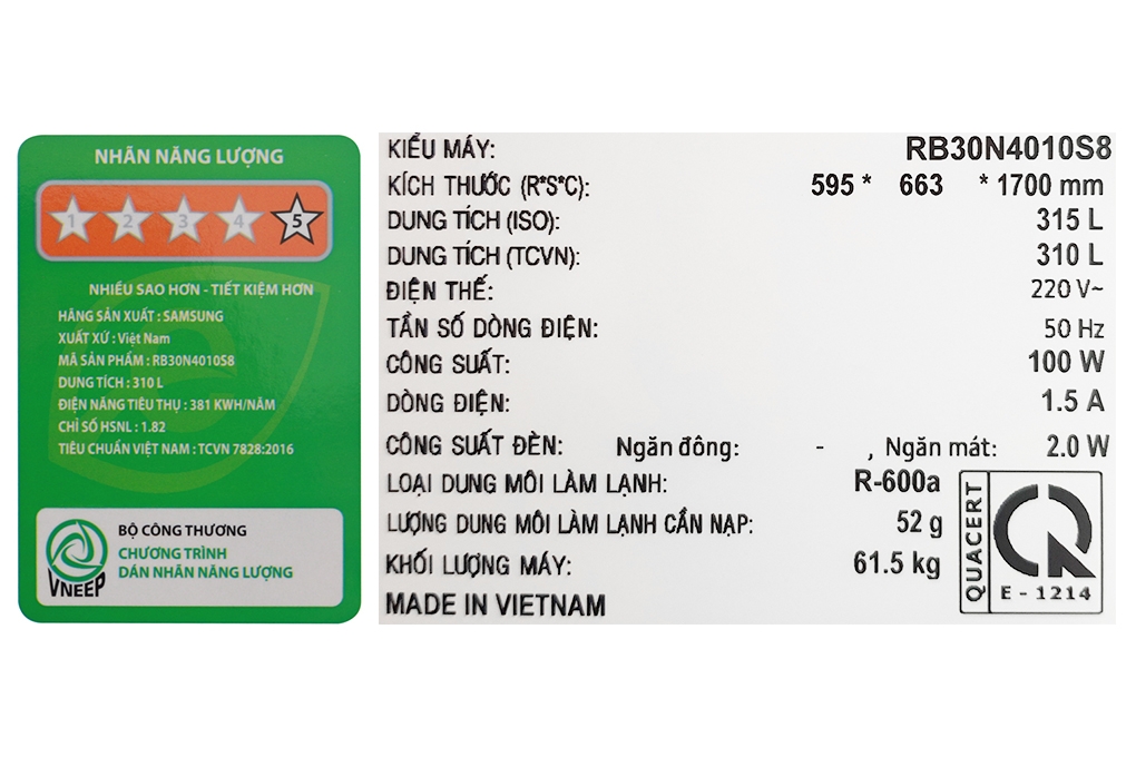 Tủ lạnh Samsung Inverter 310 lít RB30N4010S8/SV