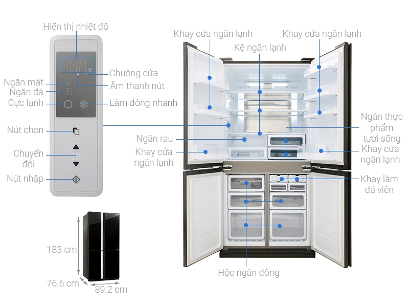Tủ lạnh Sharp Inverter 605 lít Multi Door SJ-FX688VG-BK