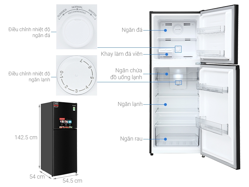 Tủ lạnh Sharp Inverter 197 lít SJ-X215V-DG