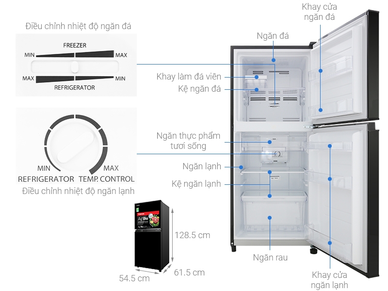 Tủ lạnh Toshiba 180 lít GR-B22VU UKG