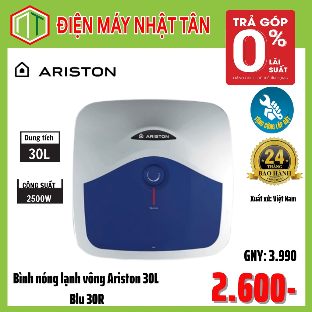 Bình nóng lạnh Ariston 30L Vuông BLU30R