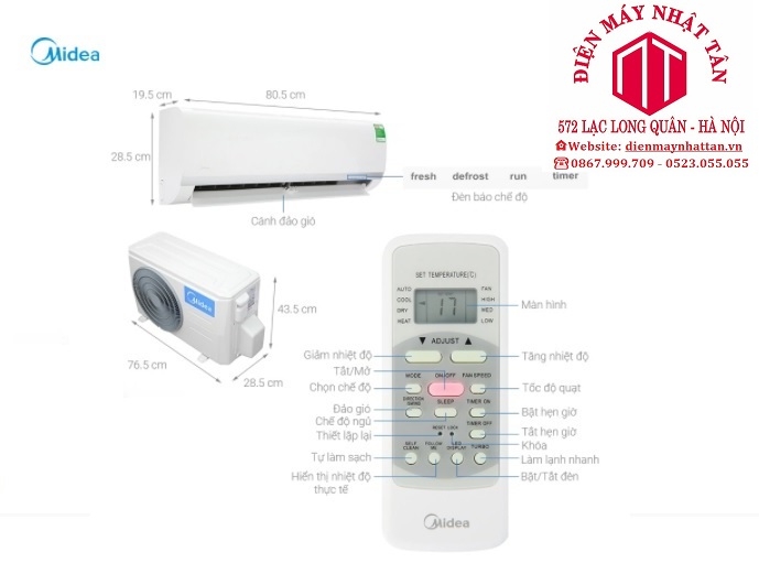 Điều hòa Midea 9000BTU 1 chiều MSAFG-10CRN8