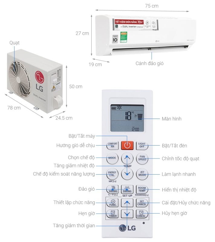 Điều hòa LG 1 chiều Inverter 9.200BTU V10ENW1