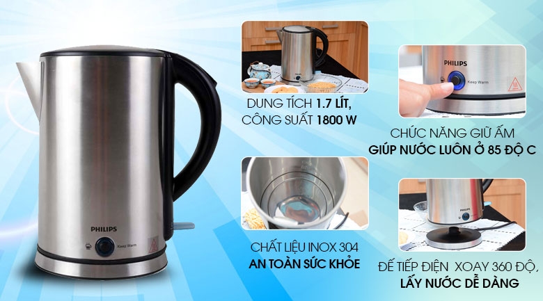 Bình siêu tốc 1.7L Philips HD9316