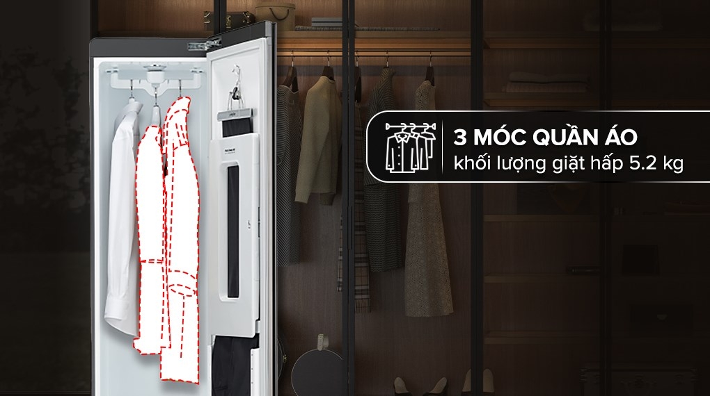 Tủ chăm sóc quần áo thông minh LG Styler Inverter 3 móc S3MFC