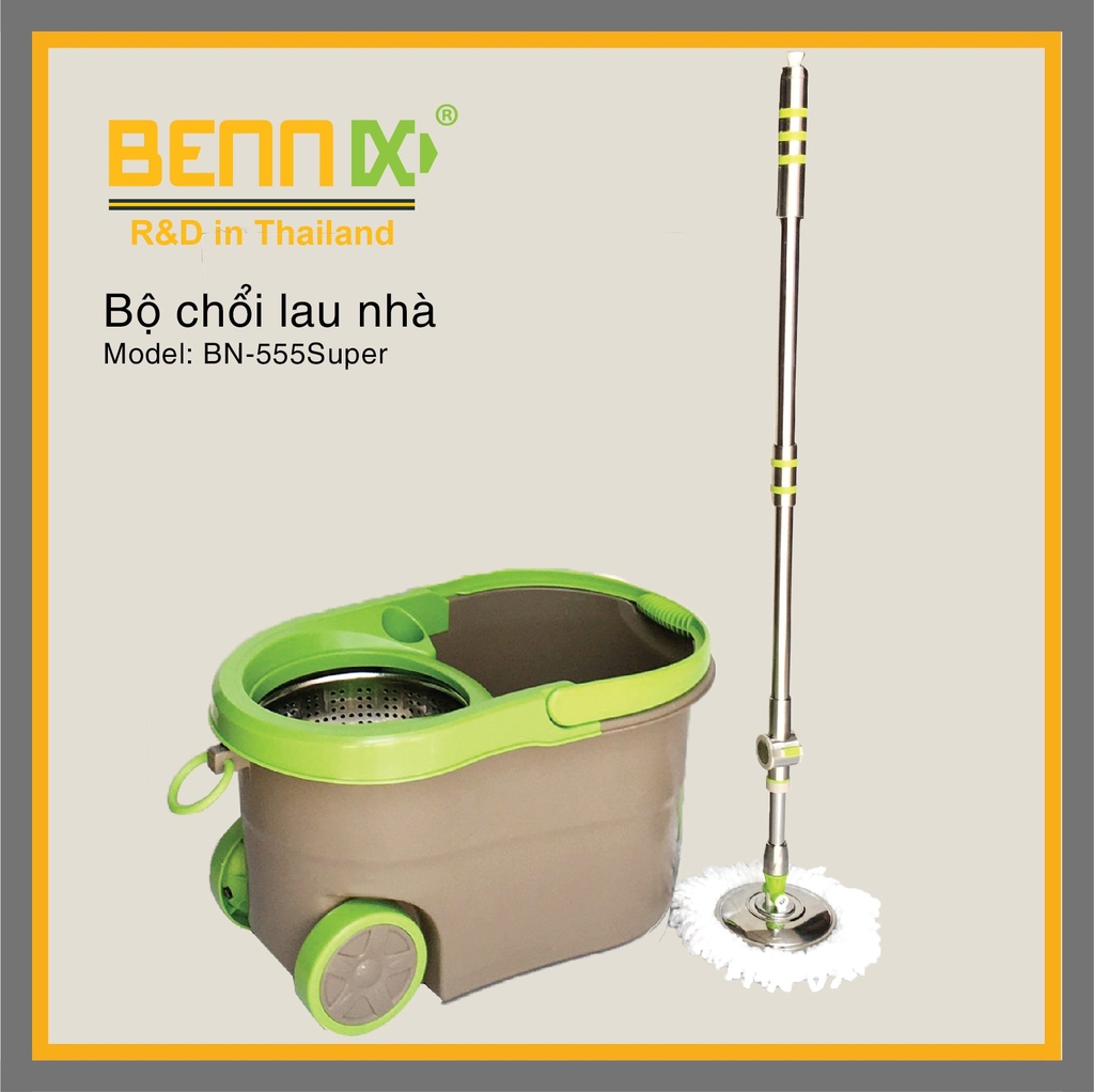 BỘ LAU NHÀ BN-555SUPER và cán inox nhập khẩu.
