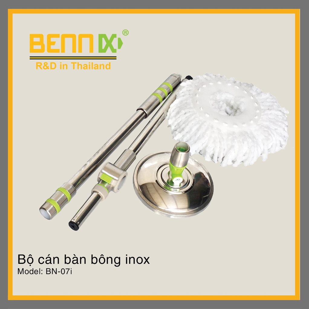 BỘ LAU NHÀ BN-555SUPER và cán inox nhập khẩu.