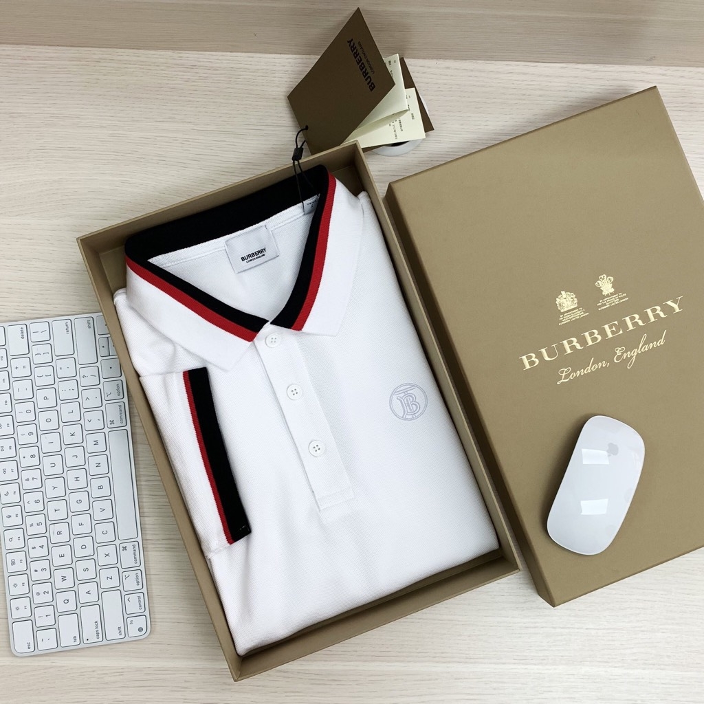 Áo polo Burberry logo tròn TB kẻ | Route99 Shop