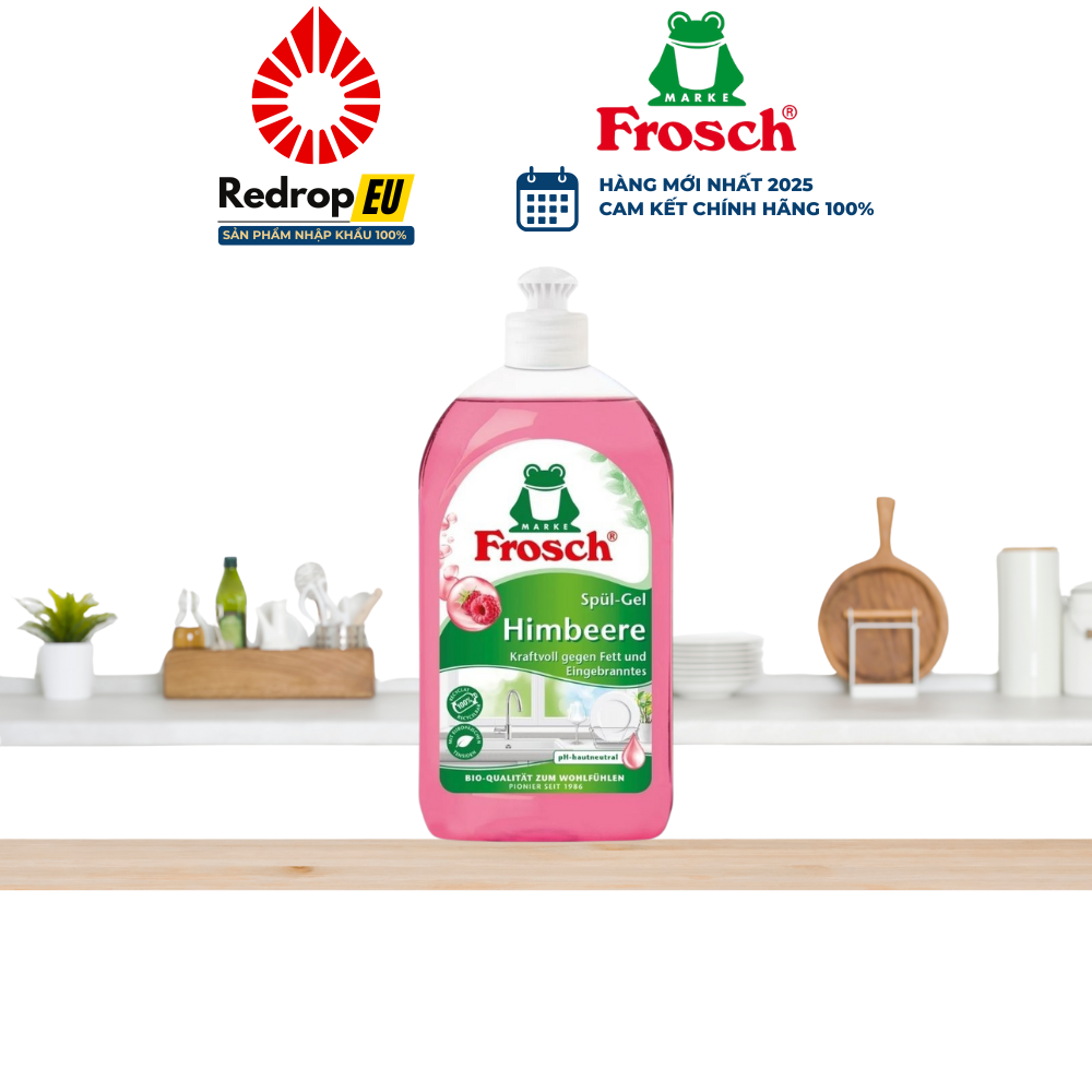 Nước Rửa Chén Hữu Cơ Frosch 500ml (Hương Lô Hội/ Chanh/ Mâm Xôi)