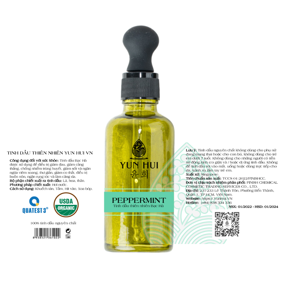 Tinh dầu thiên nhiên Bạc Hà - Peppermint Essential Oil YUN HUI OILS