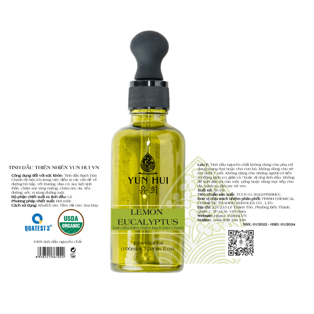 Tinh dầu thiên nhiên Bạch Đàn Chanh - Lemon Eucalyptus Essential Oil YUN HUI