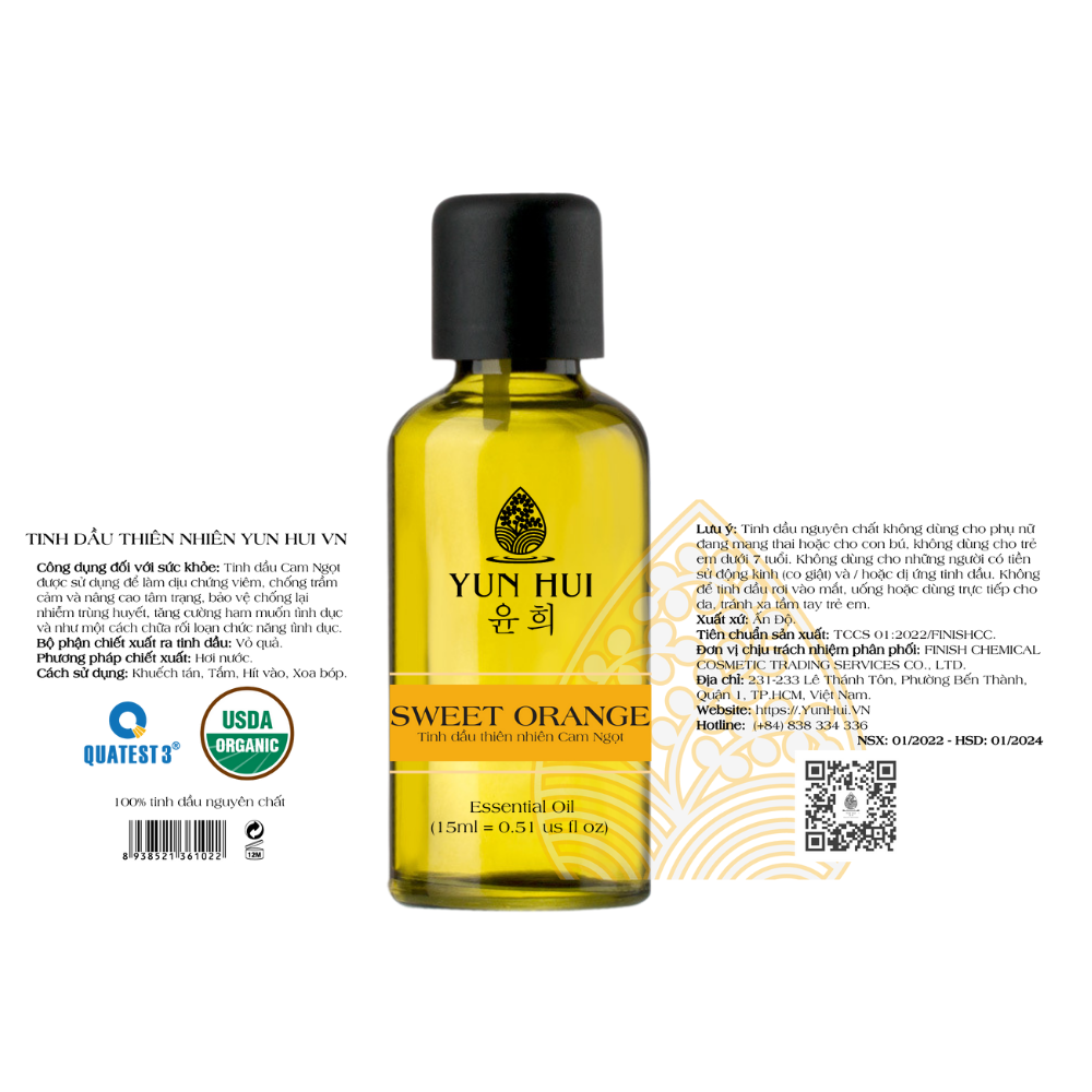Tinh dầu thiên nhiên Cam Ngọt - Sweet Orange Essential Oil YUN HUI