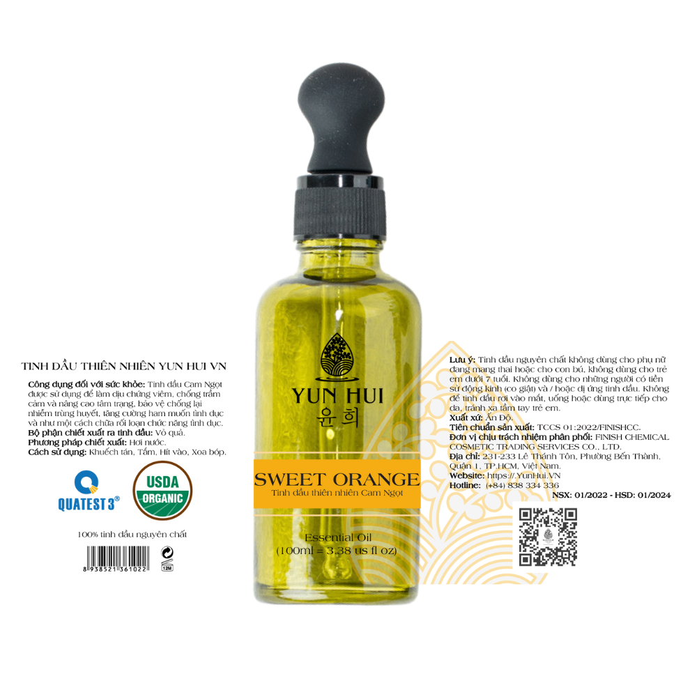Tinh dầu thiên nhiên Cam Ngọt - Sweet Orange Essential Oil YUN HUI