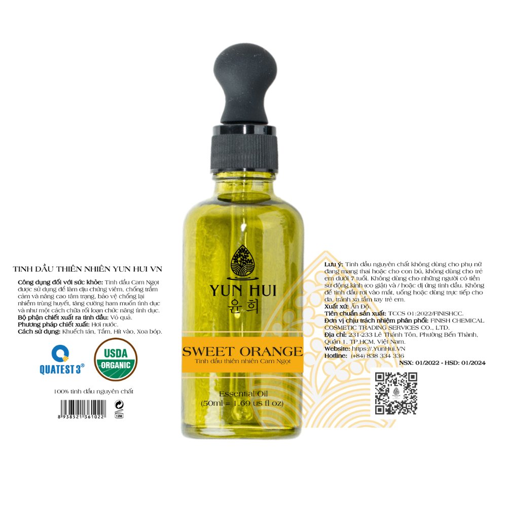 Tinh dầu thiên nhiên Cam Ngọt - Sweet Orange Essential Oil YUN HUI