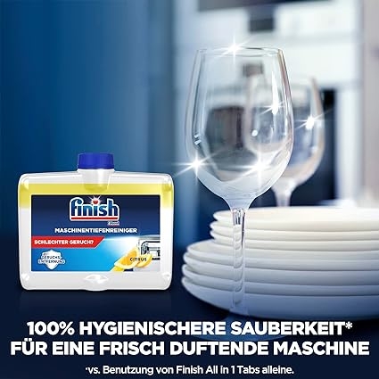 Chai 250ml Dung Dịch Vệ Sinh Sạch Sâu Cặn Bẩn Máy Rửa Chén Finish Hương Chanh (EU) – (Khuyên Dùng 3 Tháng 1 Lần)