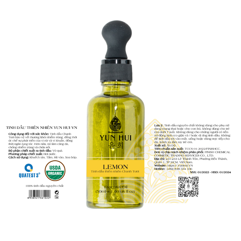 Tinh dầu thiên nhiên Chanh Tươi - Lemon Essential Oil YUN HUI