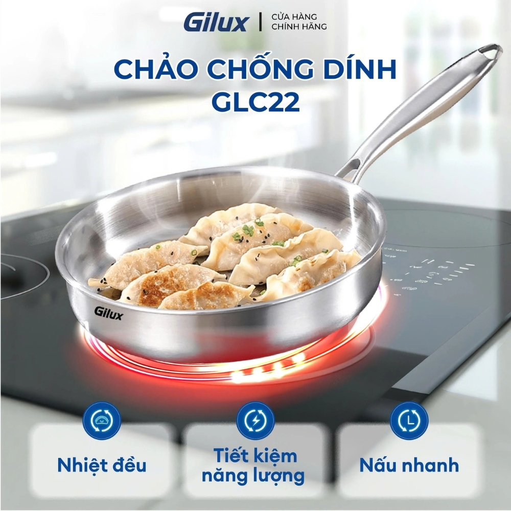 Chảo Inox chống dính Gilux GLC 22 – Nấu ngon mỗi bữa, Nhẹ nhàng mỗi ngày