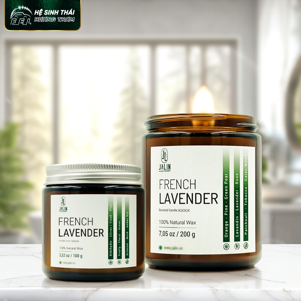 Hàng Trưng Bày - (QUÀ TẶNG) Nến Thơm Thư Giản Cao Cấp Jalin Hương French Lavender - 100g/200g