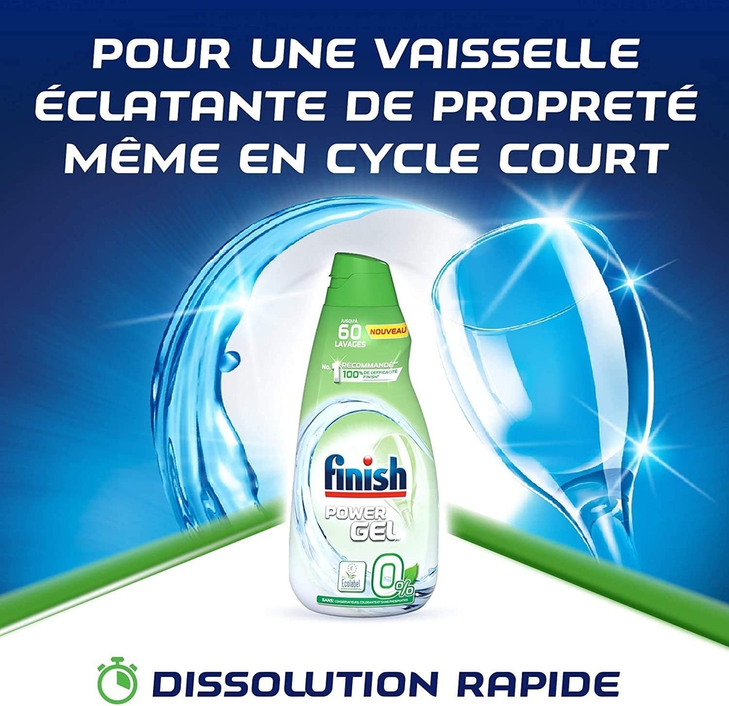 Chai 900ml Gel rửa chén Finish All in 1 Max 0% Ecolabel EU - Thân thiện môi trường, an toàn cho gia đình có trẻ nhỏ