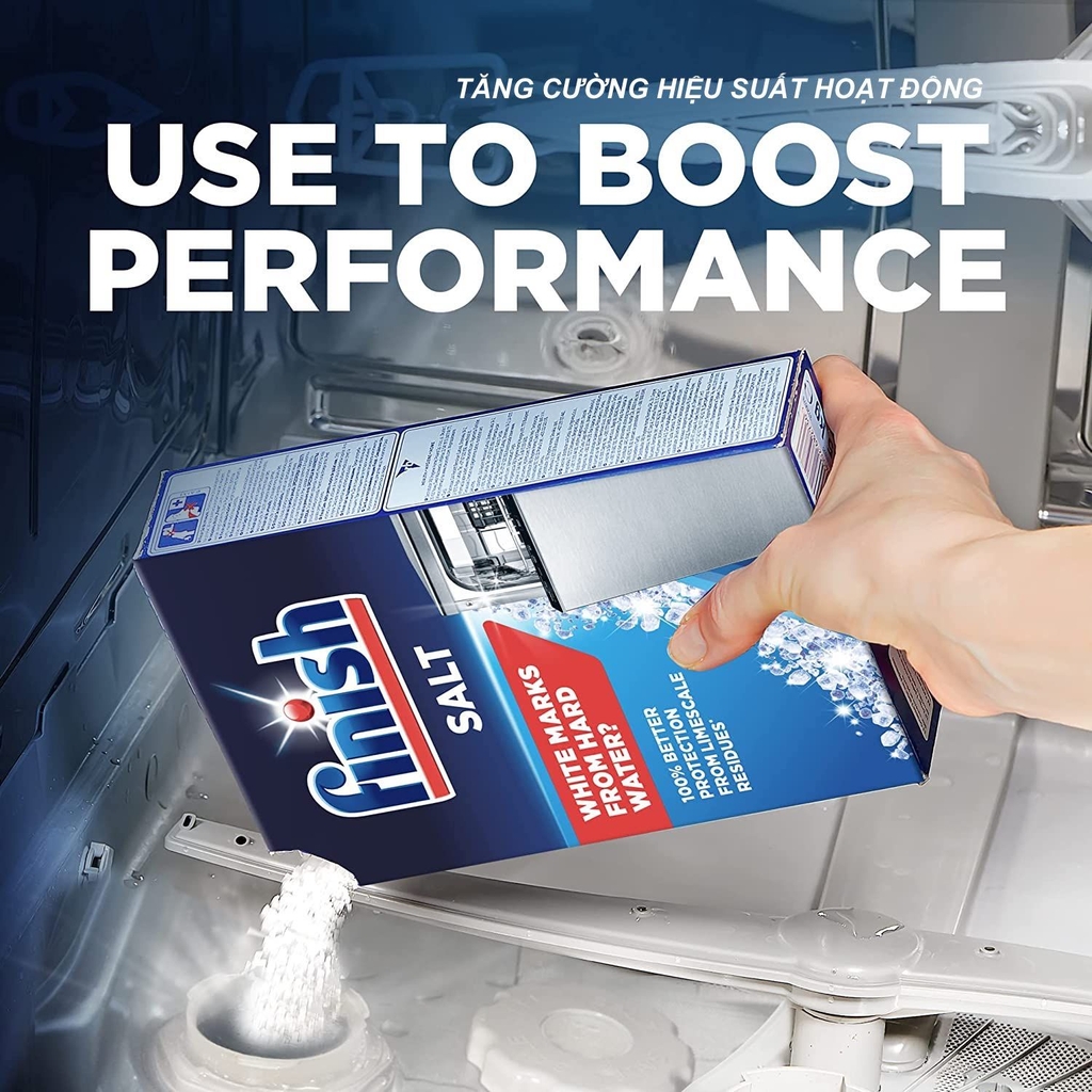 Combo 4 món tối ưu Finish: 100 viên Essential, muối 1,5kg, nước làm bóng 800ml, vệ sinh máy 250ml
