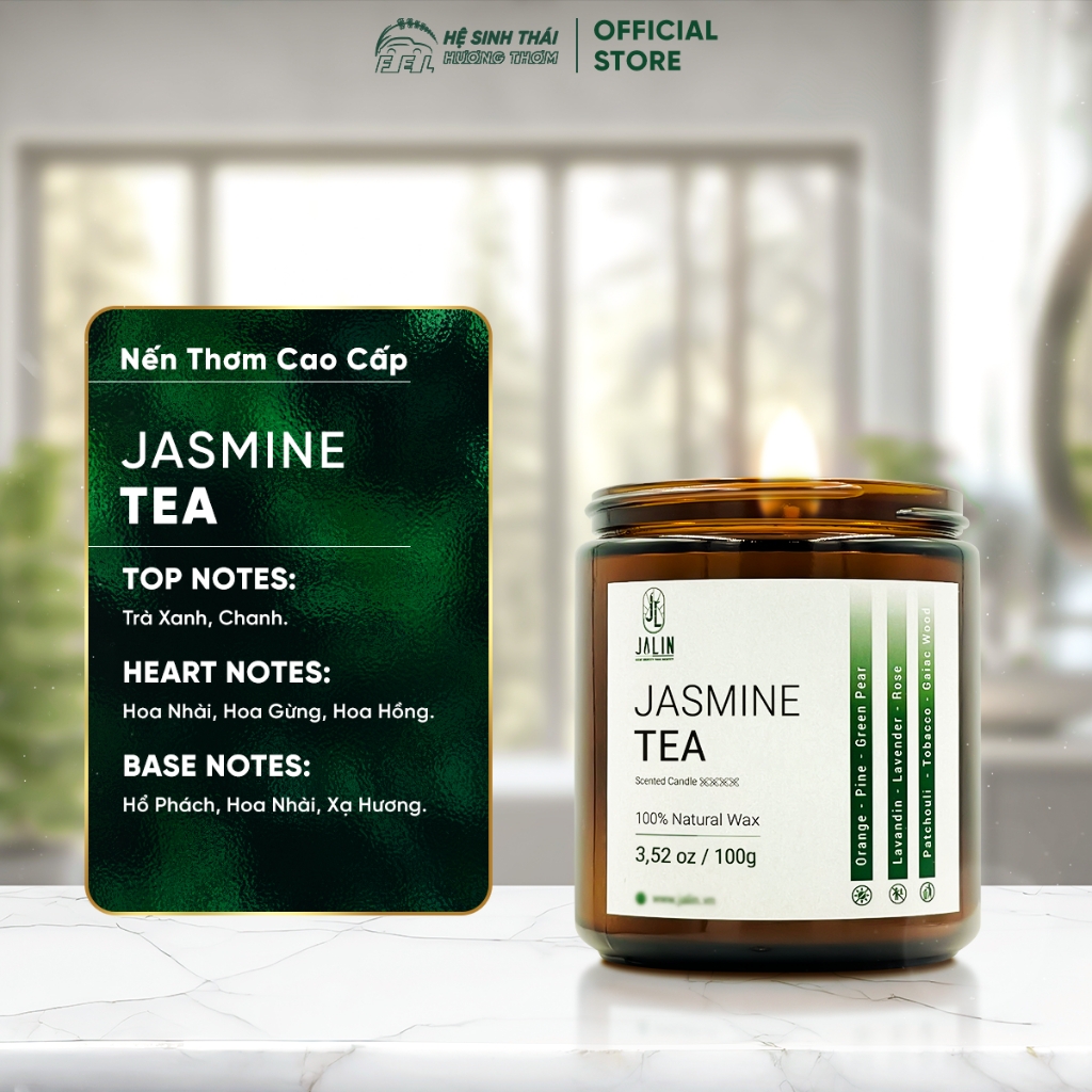 Hàng Trưng Bày - (QUÀ TẶNG) Nến Thơm Thư Giản Cao Cấp Jalin Hương Jasmine Tea - 100g/200g