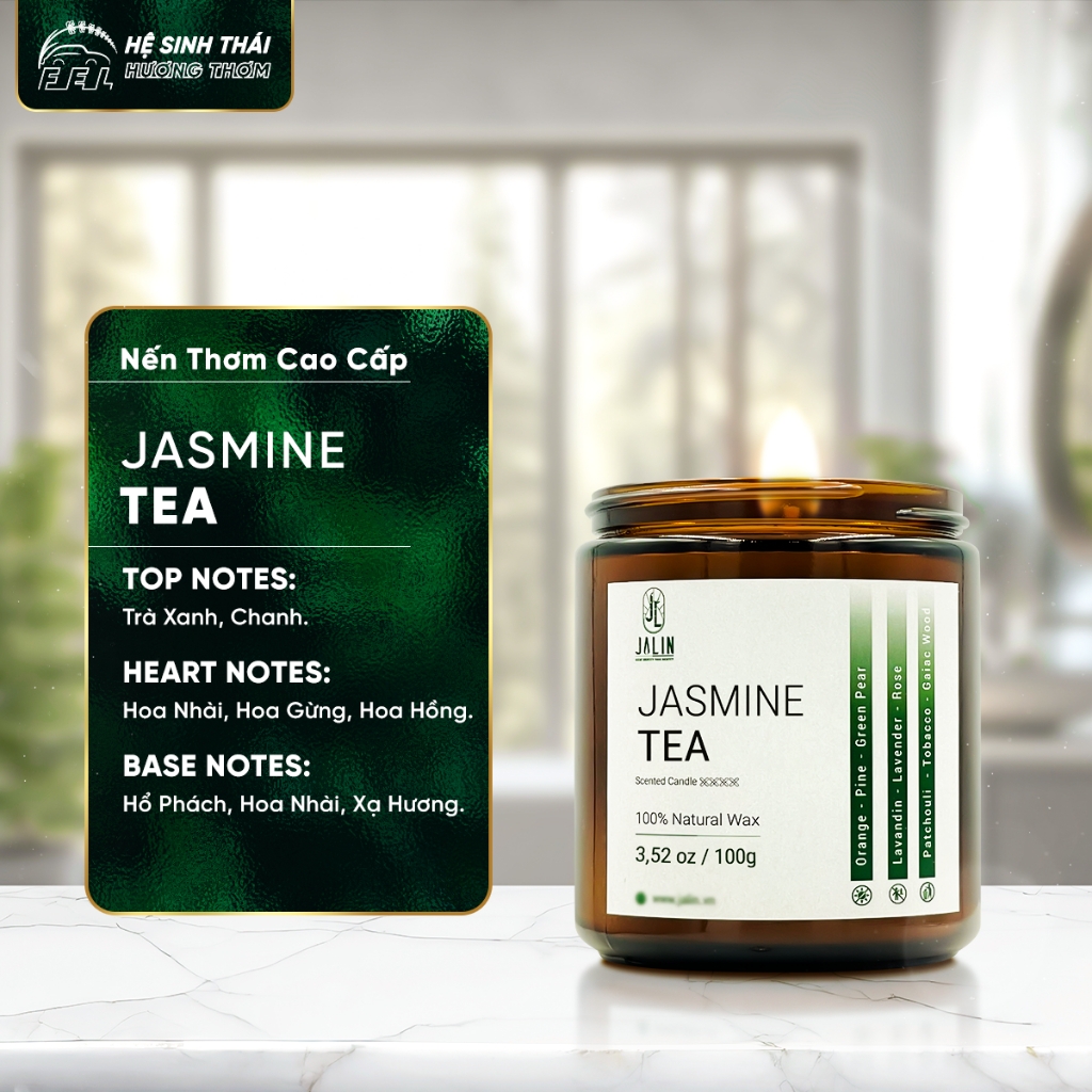 Hàng Trưng Bày - (QUÀ TẶNG) Nến Thơm Thư Giản Cao Cấp Jalin Hương Jasmine Tea - 100g/200g