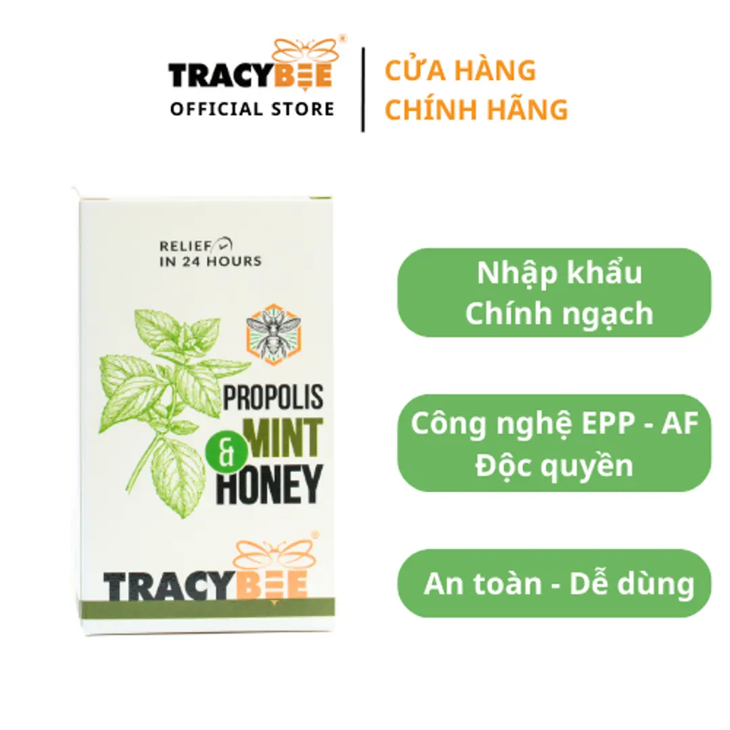 Keo Ong Xanh Tracybee Propolis Mint & Honey (Vị Bạc Hà 30ml) – Giảm Đau Họng, Ho, Viêm Họng Hiệu Quả