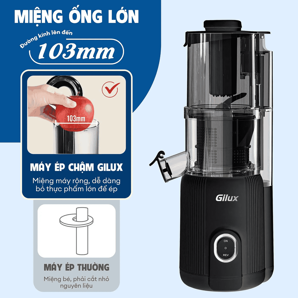 Máy ép chậm đa năng Gilux GLT25 – Ép nguyên quả kiệt bã, Dễ dàng tháo lắp vệ sinh