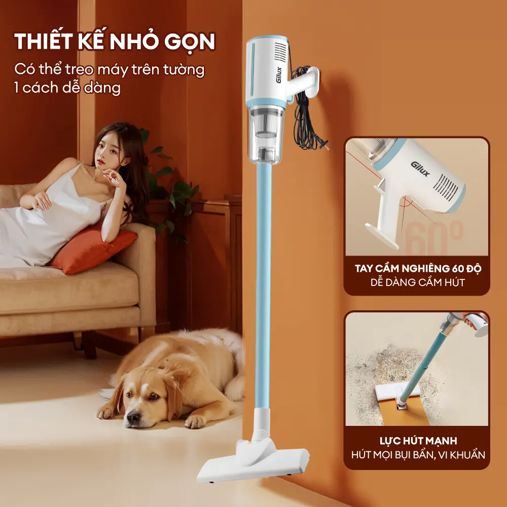 Máy hút bụi Gilux GLH61 – Công nghệ lốc xoáy Pro Cyclone, Hút sạch mọi bụi bẩn