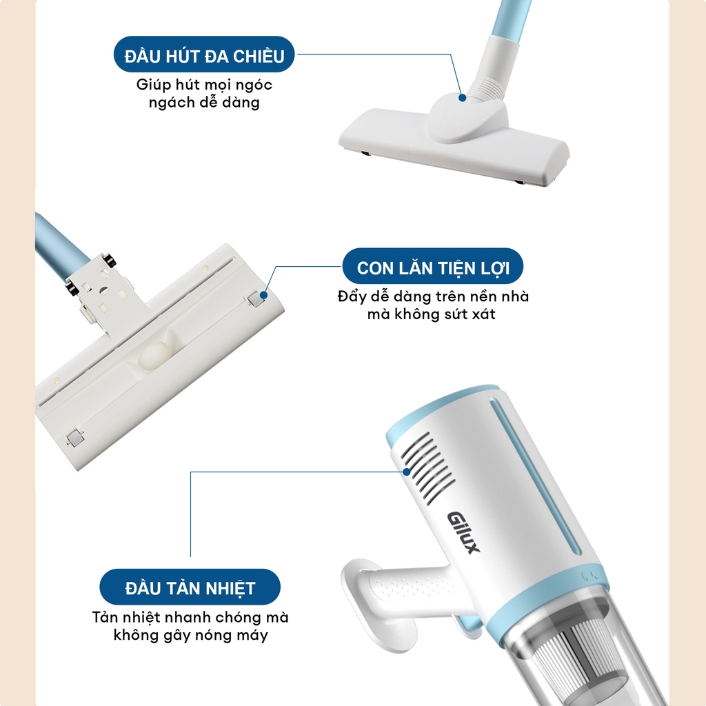 Máy hút bụi Gilux GLH61 – Công nghệ lốc xoáy Pro Cyclone, Hút sạch mọi bụi bẩn