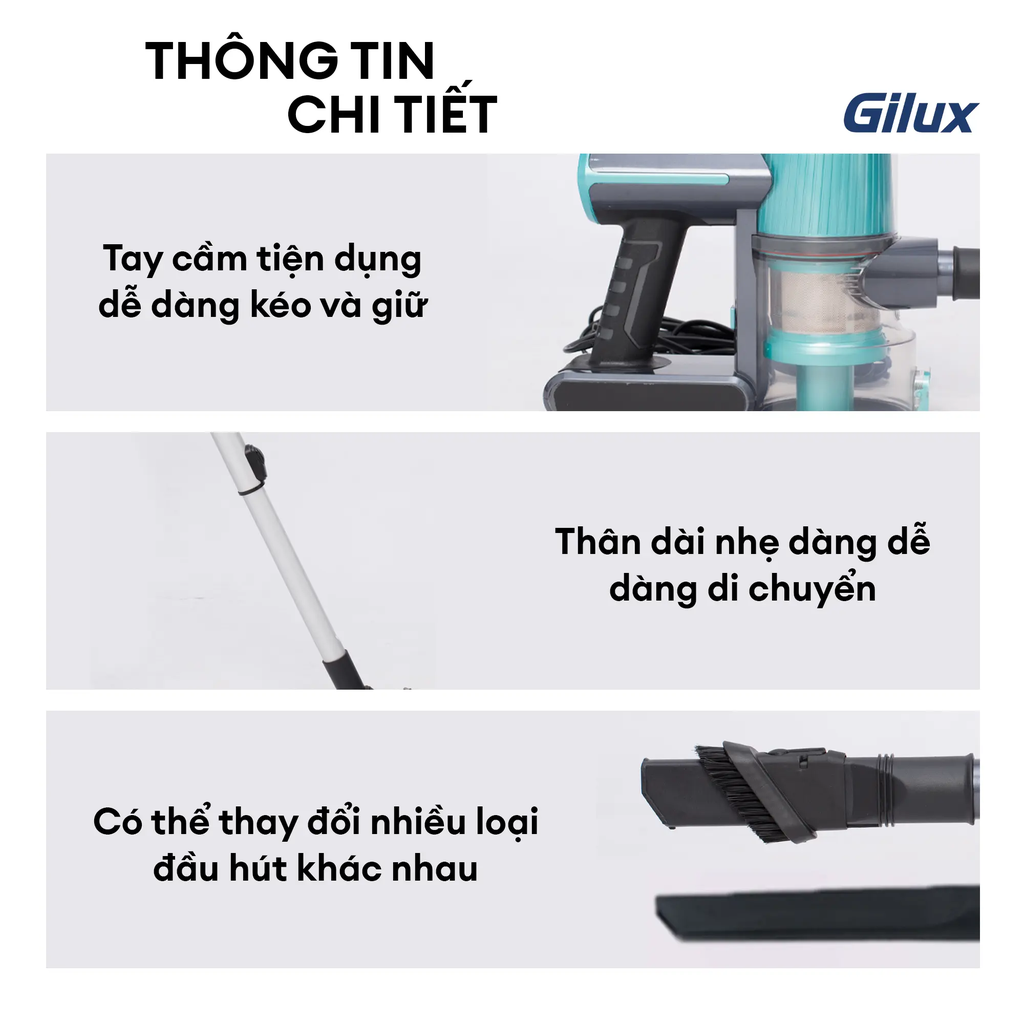 Máy hút bụi Gilux GLH72 – Công nghệ hút bụi Mạnh mẽ, Tiện lợi