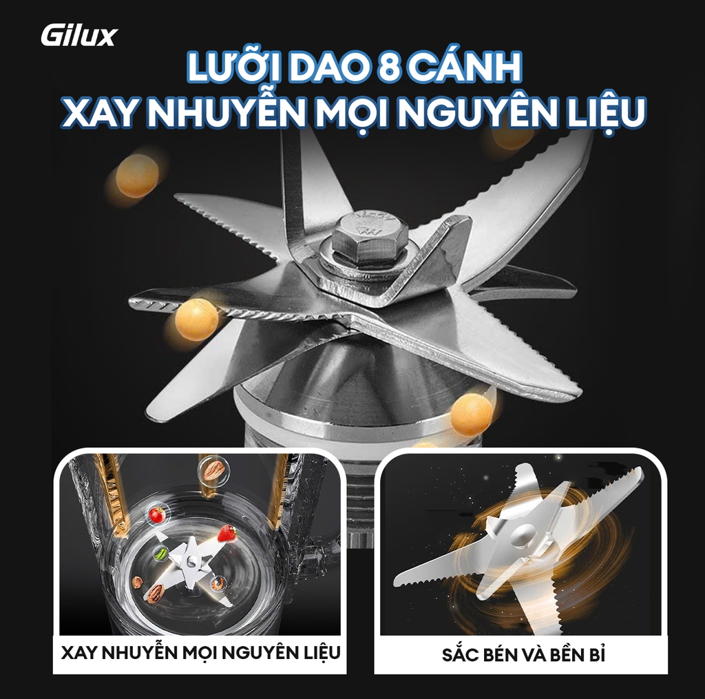 Máy làm sữa hạt đa năng Gilux GLX99 PRO – 15in1 Nấu sữa hạt, Nấu cháo – soup, Xay sinh tố