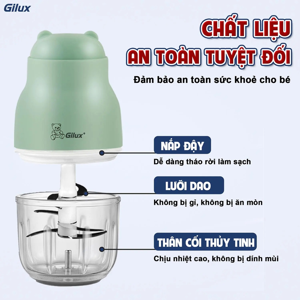 Máy xay đa năng cầm tay Gilux 0.3L – Nhỏ gọn, tiện lợi phù hợp xay đồ ăn dặm cho bé