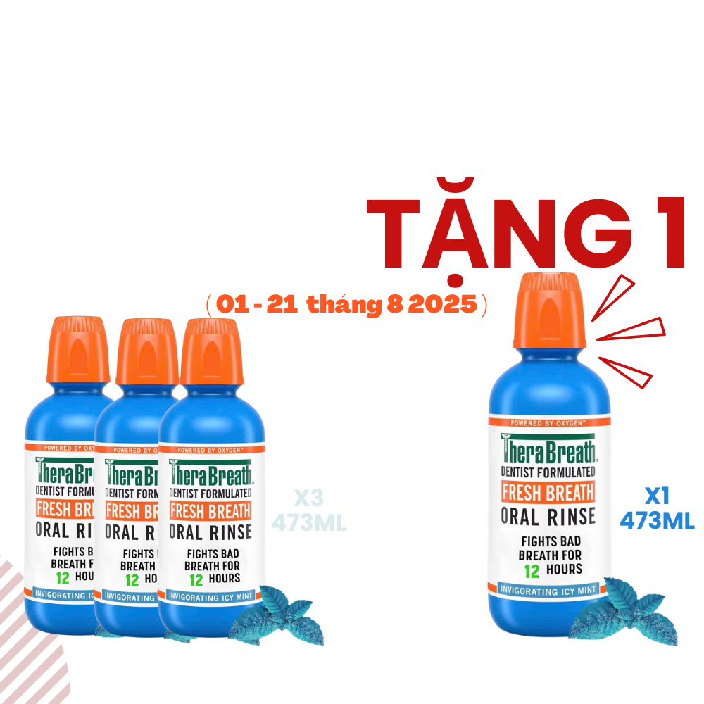 Mua 3 Chai Tặng 1 [Hương Icy Mint – Bạc hà lạnh sâu] Nước súc miệng TheraBreath cho người lớn – Hết hôi miệng, mát miệng, hơi thở thơm lâu
