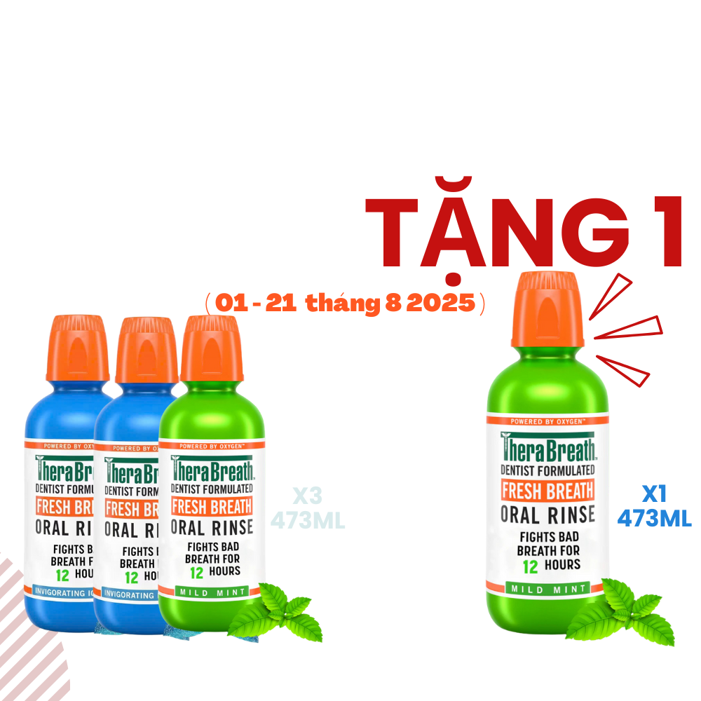 Mua 3 Chai Tặng 1 [Hương Icy Mint – Bạc hà lạnh sâu] Nước súc miệng TheraBreath cho người lớn – Hết hôi miệng, mát miệng, hơi thở thơm lâu