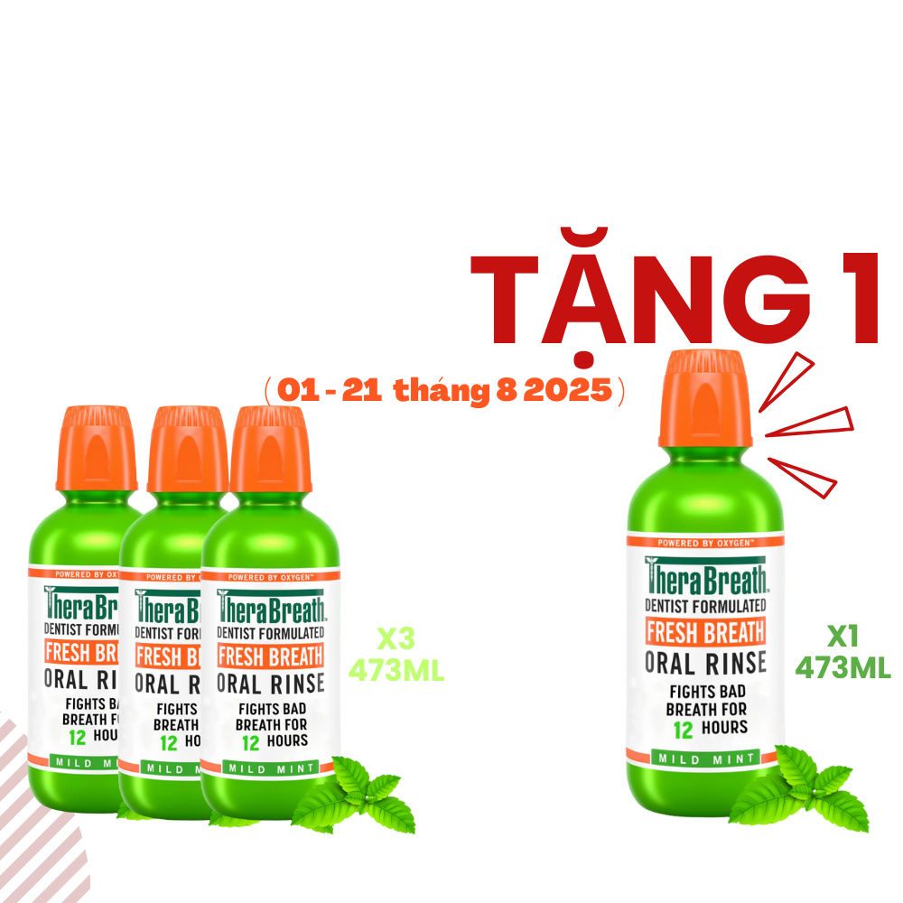 Mua 3 Chai Tặng 1 [Hương Icy Mint – Bạc hà lạnh sâu] Nước súc miệng TheraBreath cho người lớn – Hết hôi miệng, mát miệng, hơi thở thơm lâu