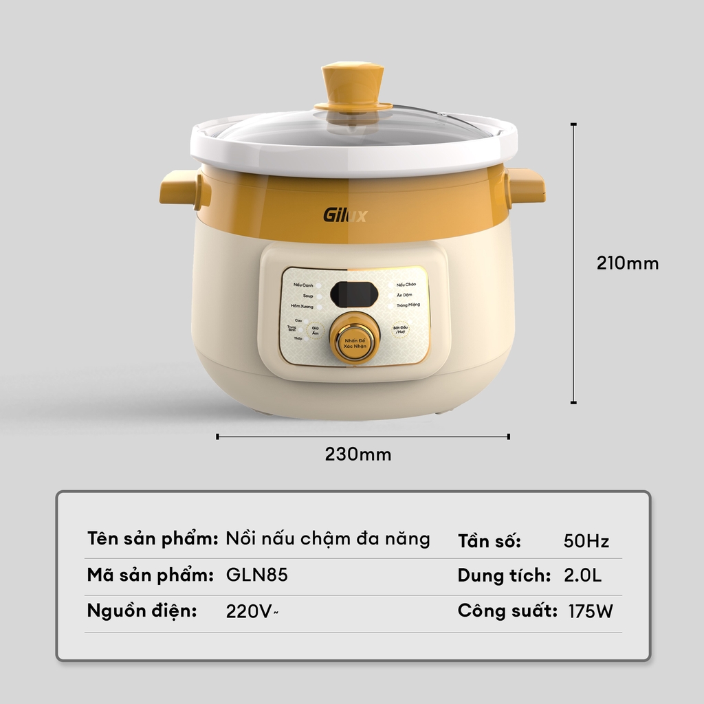 Nồi kho hầm điện Gilux GLN85 Giữ trọn dinh dưỡng – Giải pháp hoàn hảo cho Món Hầm, Kho, Ninh Xương