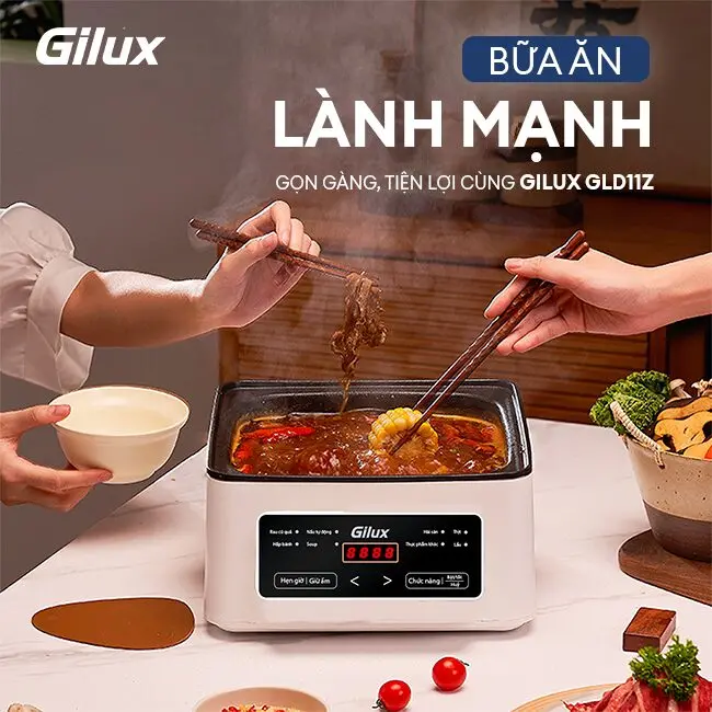Nồi lẩu hơi đa năng 3 tầng Gilux GLD11Z – Giải pháp nấu ăn lành mạnh, tiện lợi cho gia đình hiện đại