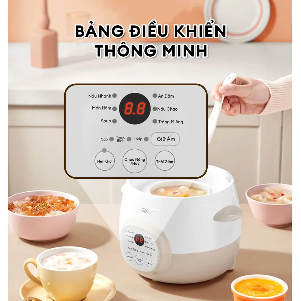 Nồi nấu chậm Gilux GLN75 Công nghệ nấu chậm hiện đại – Giữ trọn hương vị và dưỡng chất