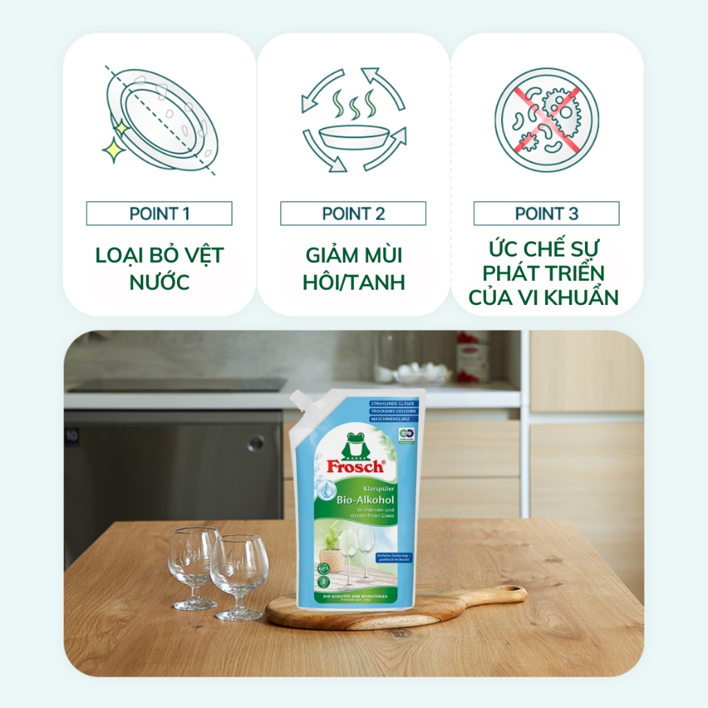 Nước làm bóng hữu cơ Frosch 750ml - Nước bóng hữu cơ dành cho máy rửa chén an toàn, lành tính, thân thiện với môi trường