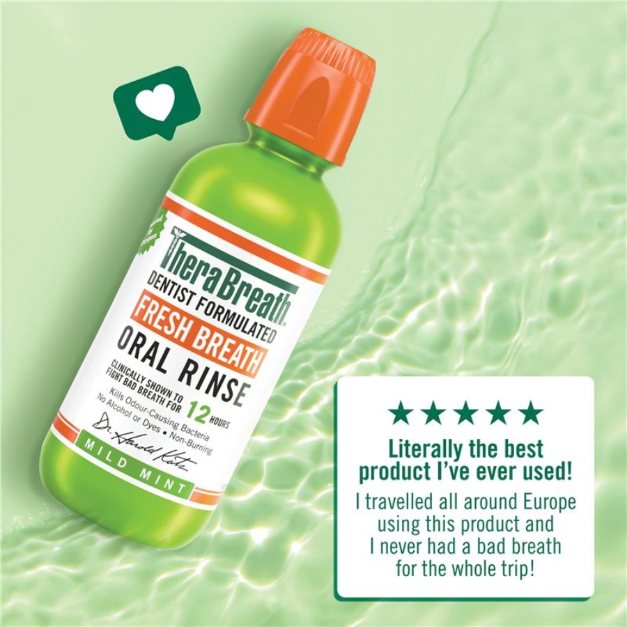[Hương Mild Mint – Bạc hà dịu nhẹ] Nước súc miệng TheraBreath cho người lớn – Hết hôi miệng, mát miệng, hơi thở thơm lâu