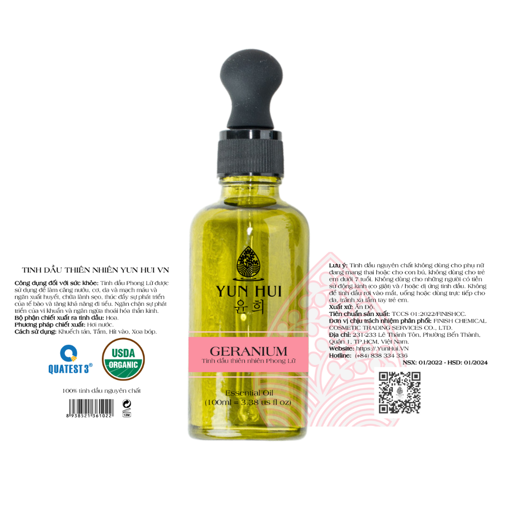 Tinh dầu thiên nhiên Phong Lữ - Geranium Essential Oil YUN HUI