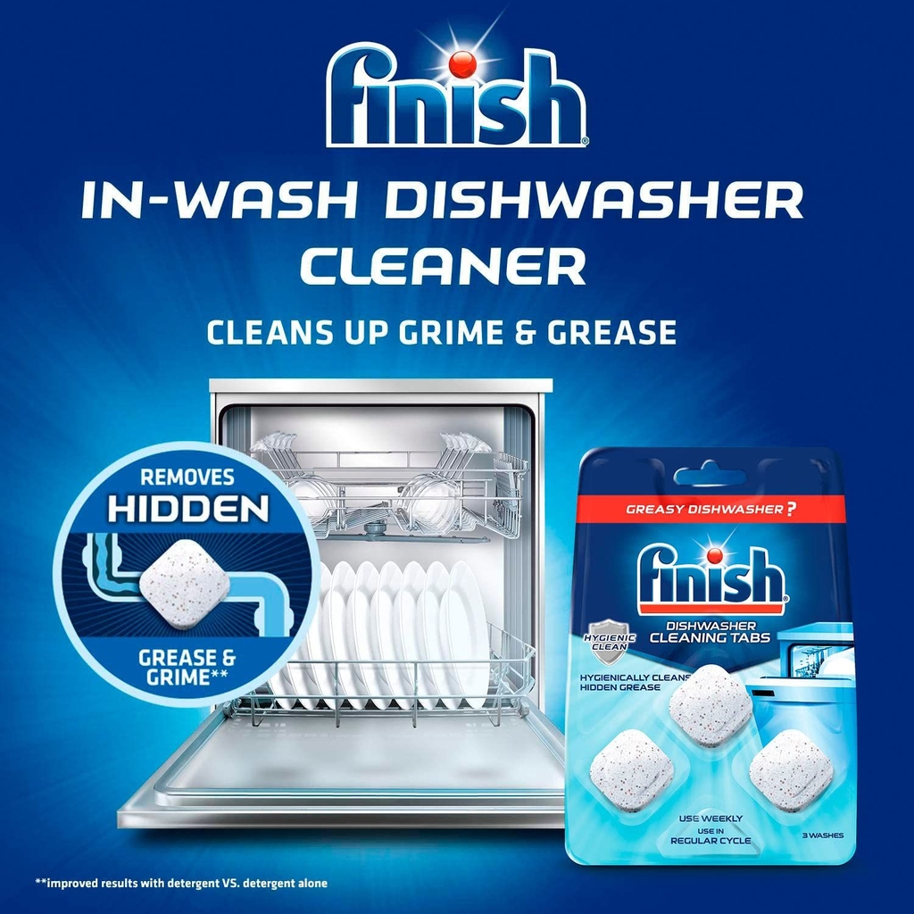 Vỉ 3 Viên Vệ Sinh Bảo Trì Máy Rửa Chén Finish (EU) – (Vỉ 3 viên - Khuyên dùng 1 tháng 1 lần/viên)