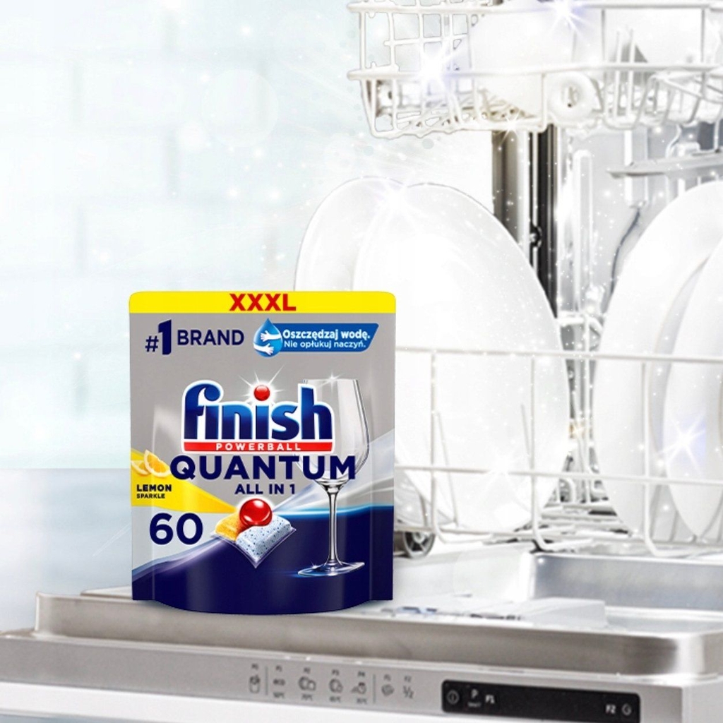 Túi 21 viên rửa chén Finish Quantum All in 1 2025 – 12 tính năng – Dành cho máy rửa chén 12-13 bộ trở lên