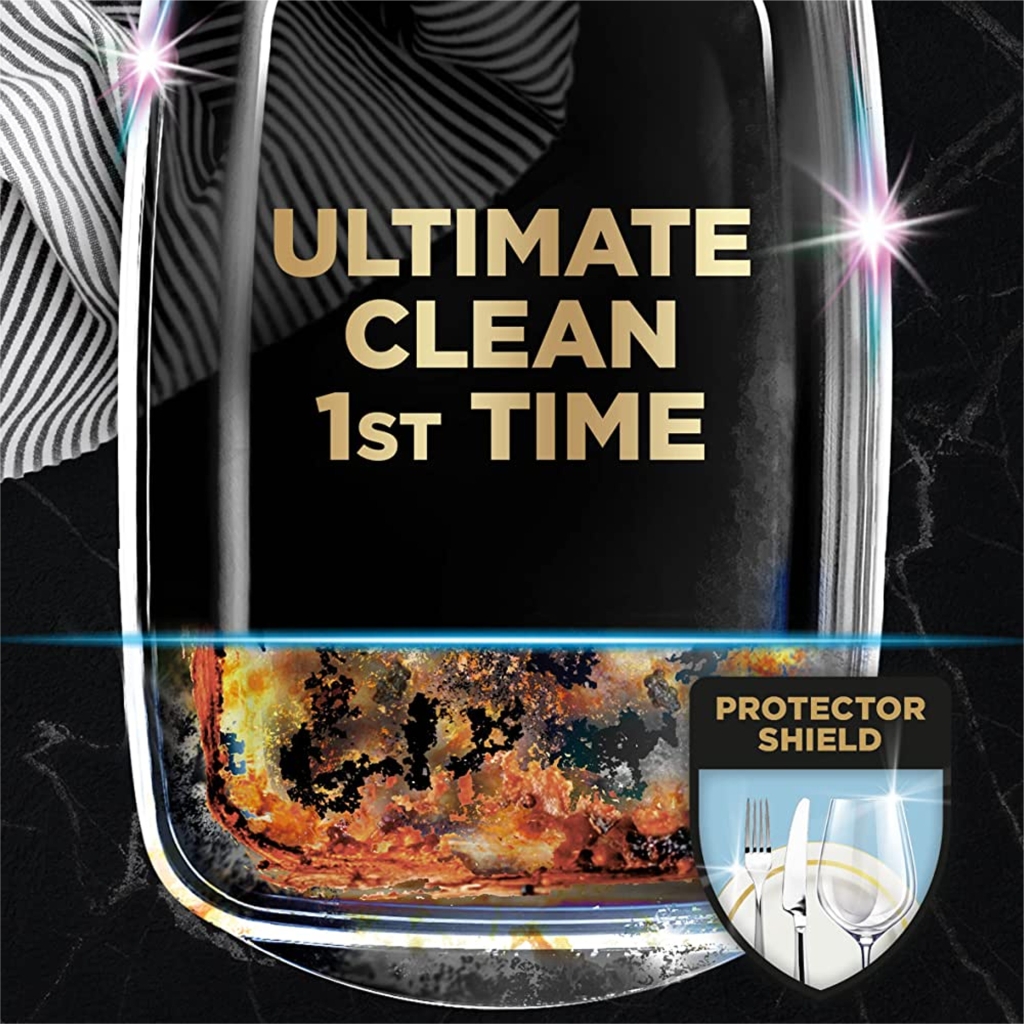 Túi 85 viên rửa chén Finish Ultimate All in 1 Hương Soda 2025 – 14 tính năng – Dành cho máy rửa chén 12-13 bộ trở lên