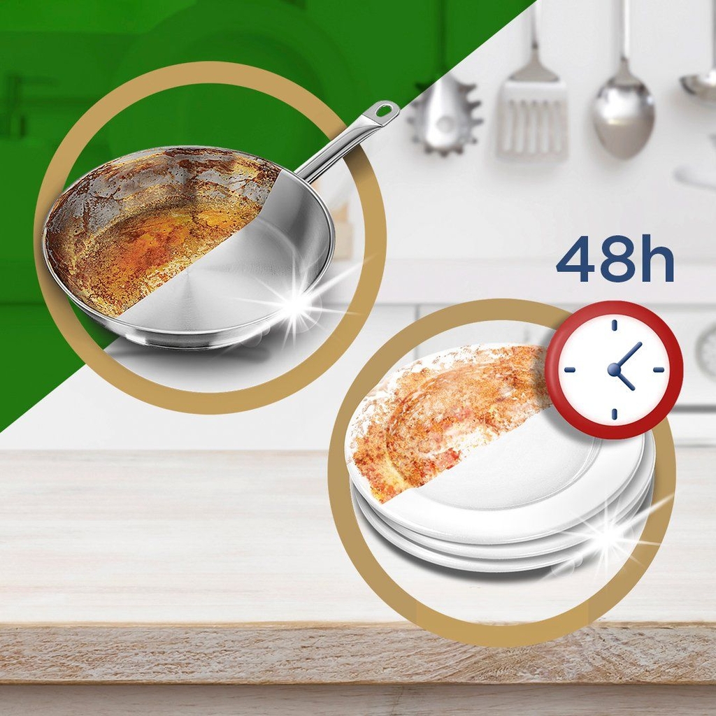 Túi 45 viên rửa chén Finish Ultimate All in 1 0% Ecolabel EU 2025 – 14 tính năng – Dành cho máy rửa chén 12-13 bộ trở lên