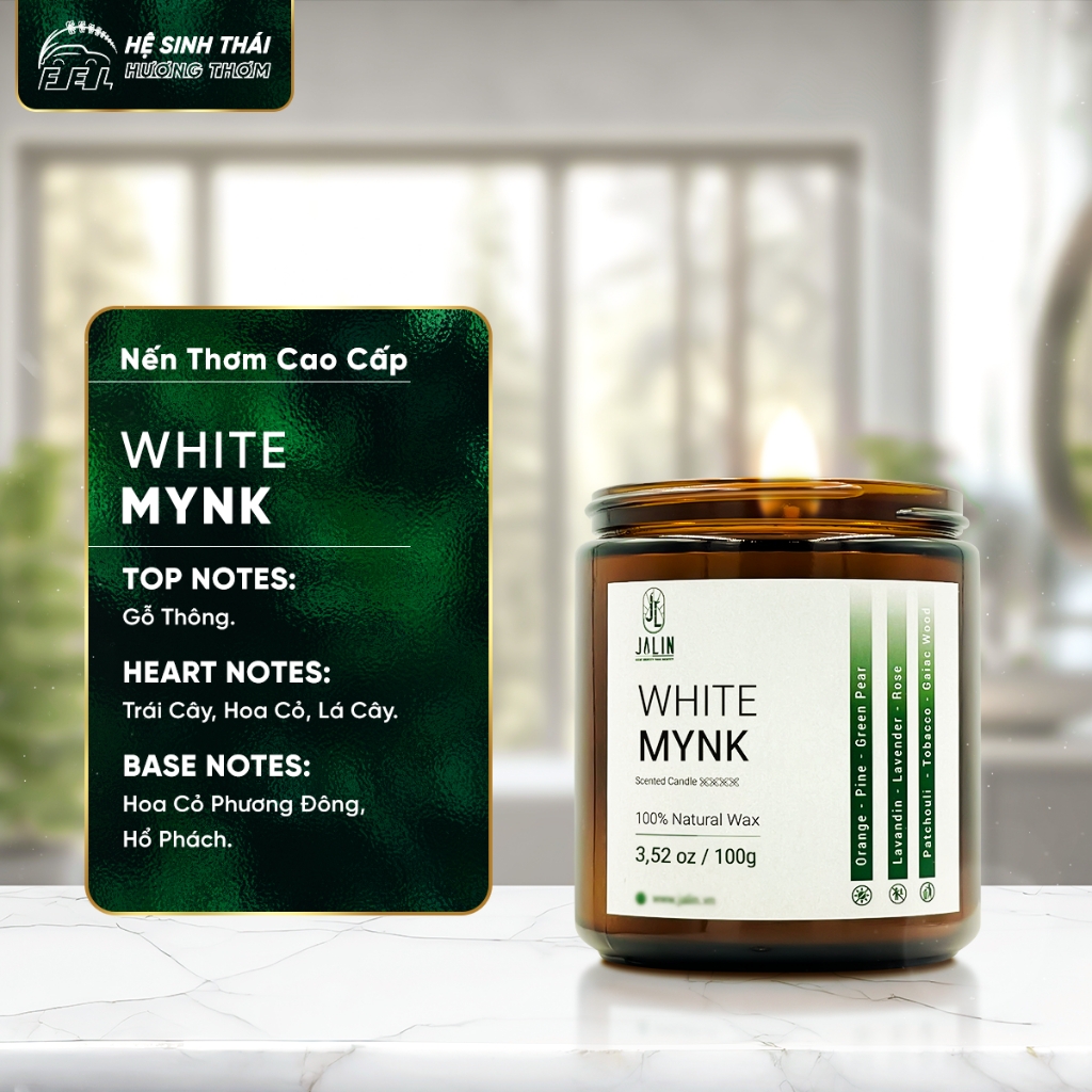 Hàng Trưng Bày - (QUÀ TẶNG) Nến Thơm Thư Giản Cao Cấp Jalin Hương White Mynk - 100g/200g