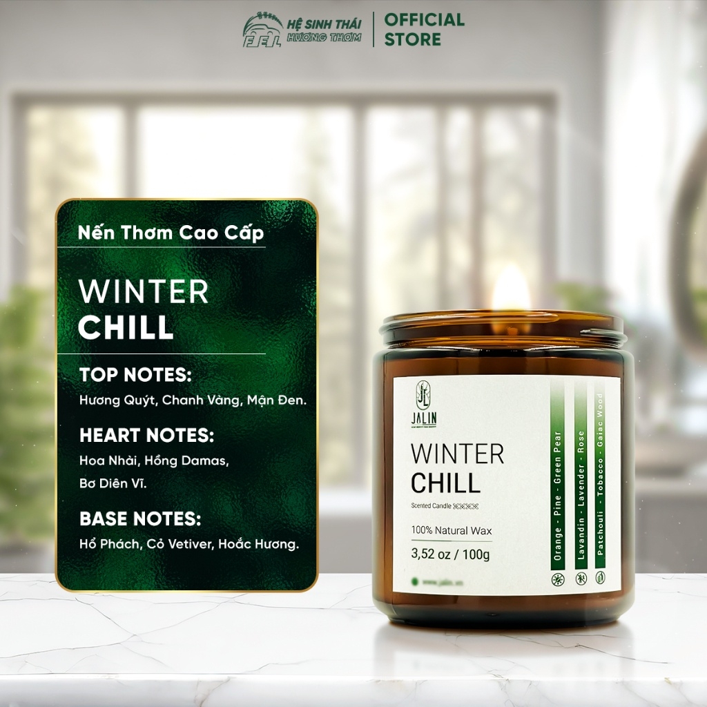 (QUÀ TẶNG) Nến Thơm Thư Giản Cao Cấp Jalin Hương Winter Chill - 100g/200g
