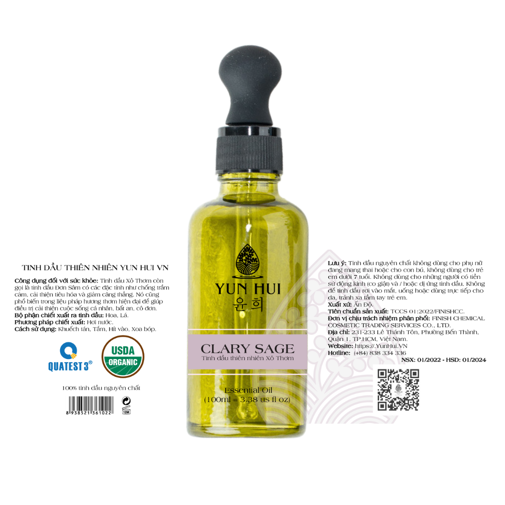 Tinh dầu thiên nhiên Xô Thơm - Clary Sage Essential Oil YUN HUI