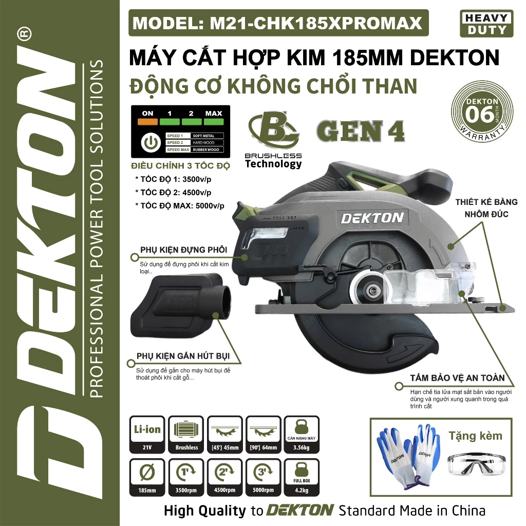 Thân máy cưa hợp kim dùng pin 21V Dekton M21-CHK185XPROMAX (Chưa Pin & Sạc)